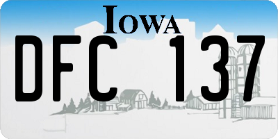 IA license plate DFC137