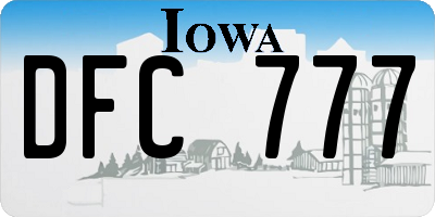 IA license plate DFC777
