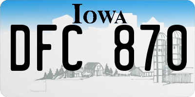 IA license plate DFC870