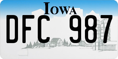IA license plate DFC987