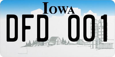 IA license plate DFD001