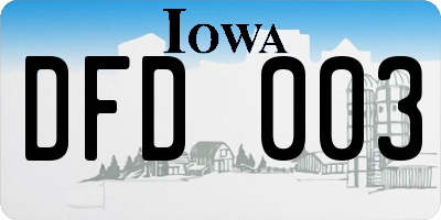 IA license plate DFD003