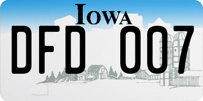 IA license plate DFD007