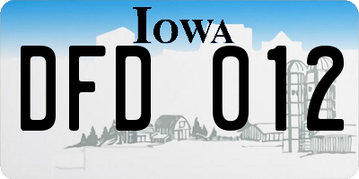 IA license plate DFD012