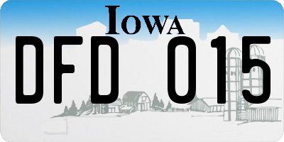 IA license plate DFD015