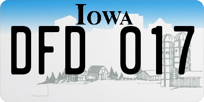IA license plate DFD017
