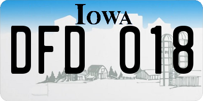 IA license plate DFD018