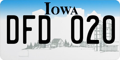 IA license plate DFD020