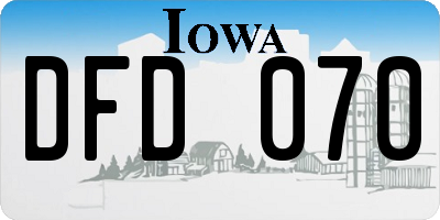 IA license plate DFD070