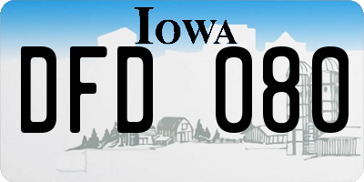 IA license plate DFD080