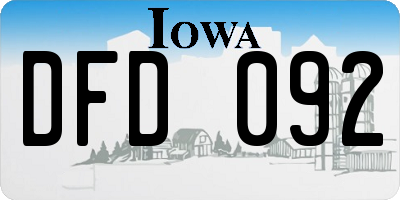 IA license plate DFD092
