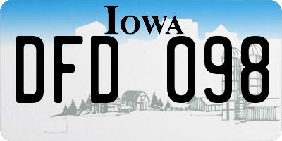 IA license plate DFD098