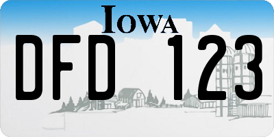 IA license plate DFD123