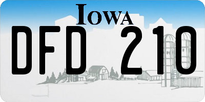 IA license plate DFD210