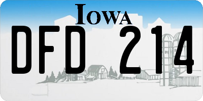 IA license plate DFD214