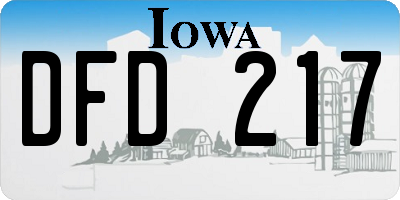 IA license plate DFD217