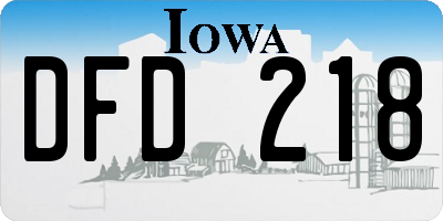 IA license plate DFD218