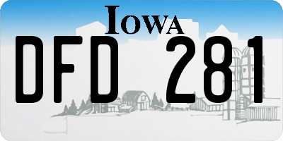 IA license plate DFD281