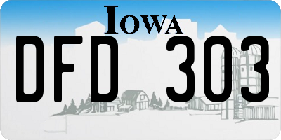 IA license plate DFD303