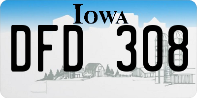 IA license plate DFD308