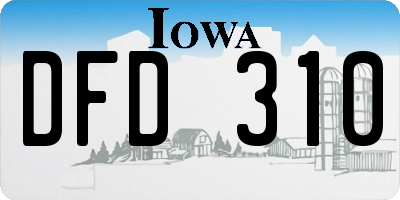 IA license plate DFD310