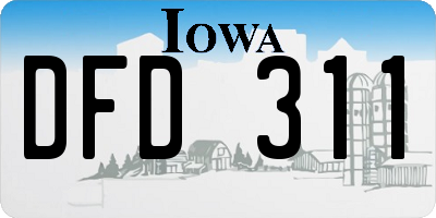 IA license plate DFD311