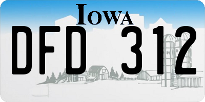 IA license plate DFD312