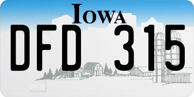 IA license plate DFD315
