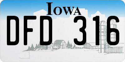 IA license plate DFD316
