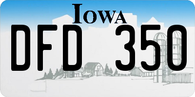 IA license plate DFD350