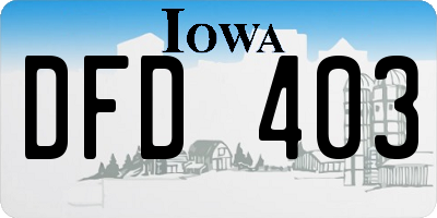 IA license plate DFD403