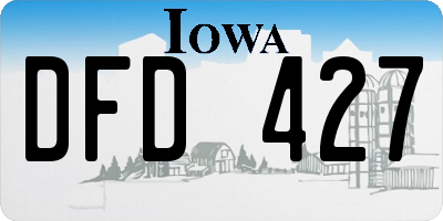 IA license plate DFD427