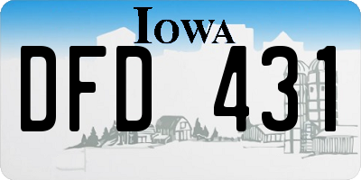 IA license plate DFD431