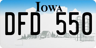 IA license plate DFD550