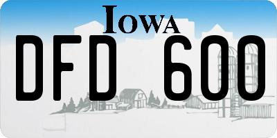 IA license plate DFD600