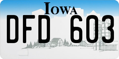 IA license plate DFD603