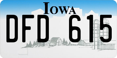 IA license plate DFD615