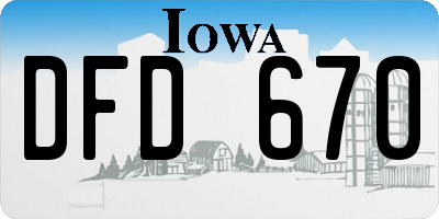 IA license plate DFD670