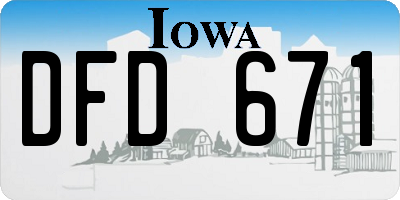 IA license plate DFD671