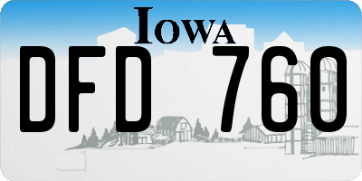 IA license plate DFD760