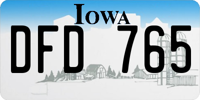 IA license plate DFD765