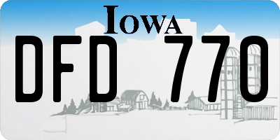 IA license plate DFD770