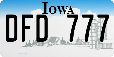 IA license plate DFD777