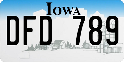 IA license plate DFD789