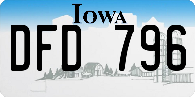 IA license plate DFD796