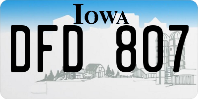 IA license plate DFD807