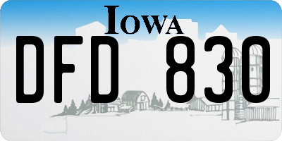 IA license plate DFD830