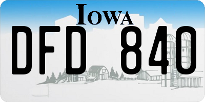 IA license plate DFD840