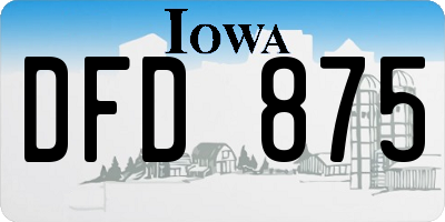 IA license plate DFD875