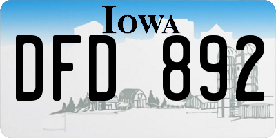 IA license plate DFD892
